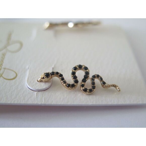 Jessica Simpson Pair of Black Rhinestone Snake Gold-Tone Earrings - Picture 4 of 5